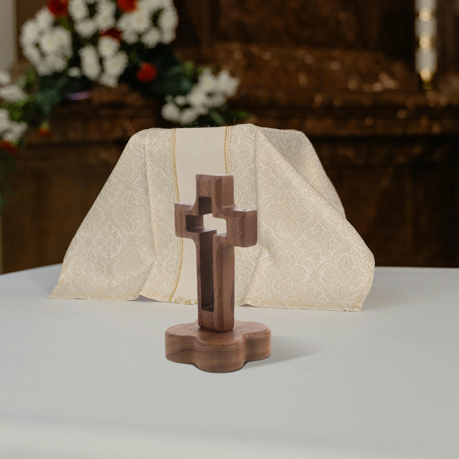 

Wooden Cross Craft Christian Decor Household Mini Hammer Standing Desk Topper Rustic Home Decoration Handmade Religious Ornament