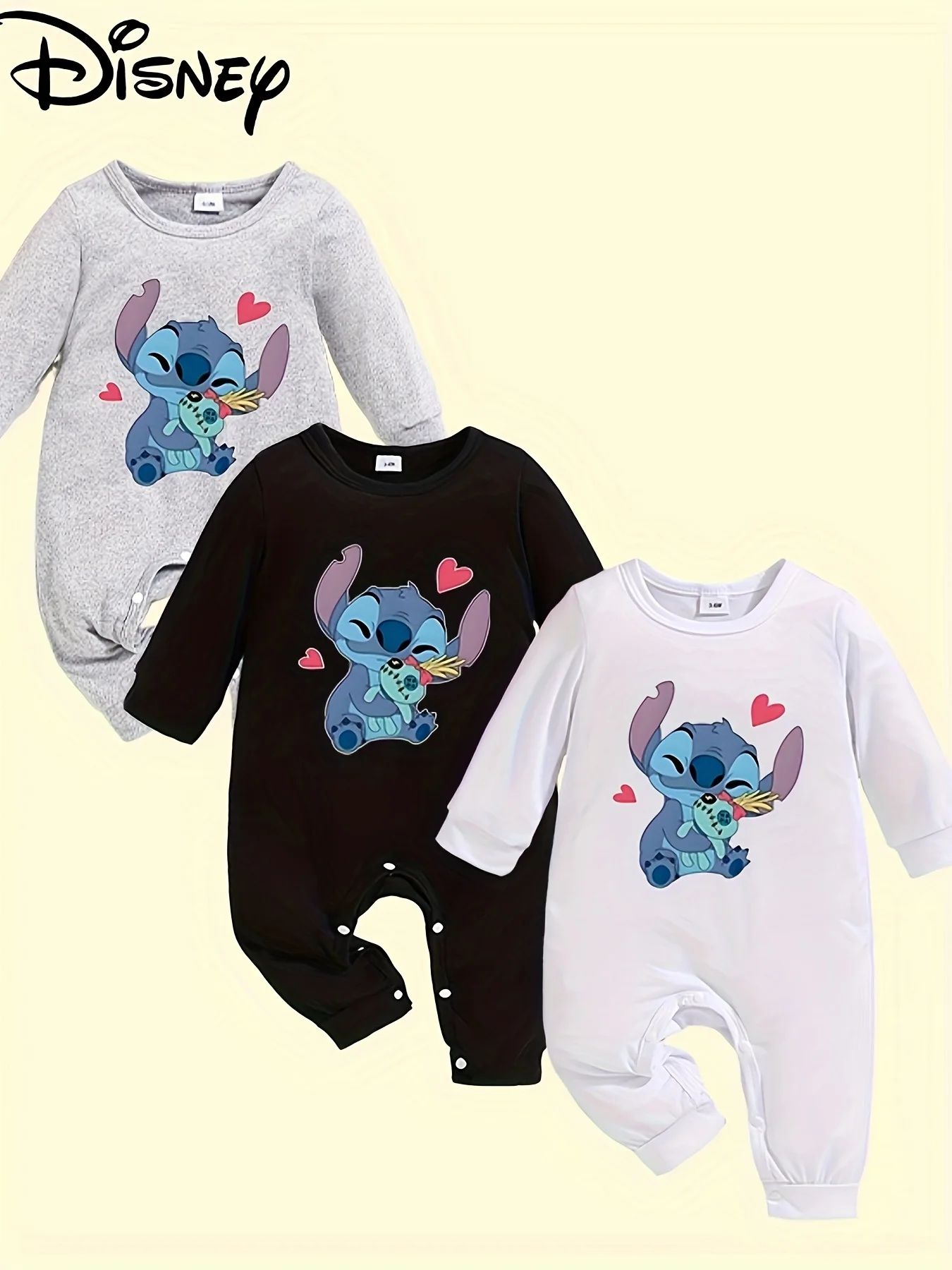 

【Официально лицензированный | Комплект из 3 шт. Disney】 Симпатичные детские комбинезоны с длинными рукавами