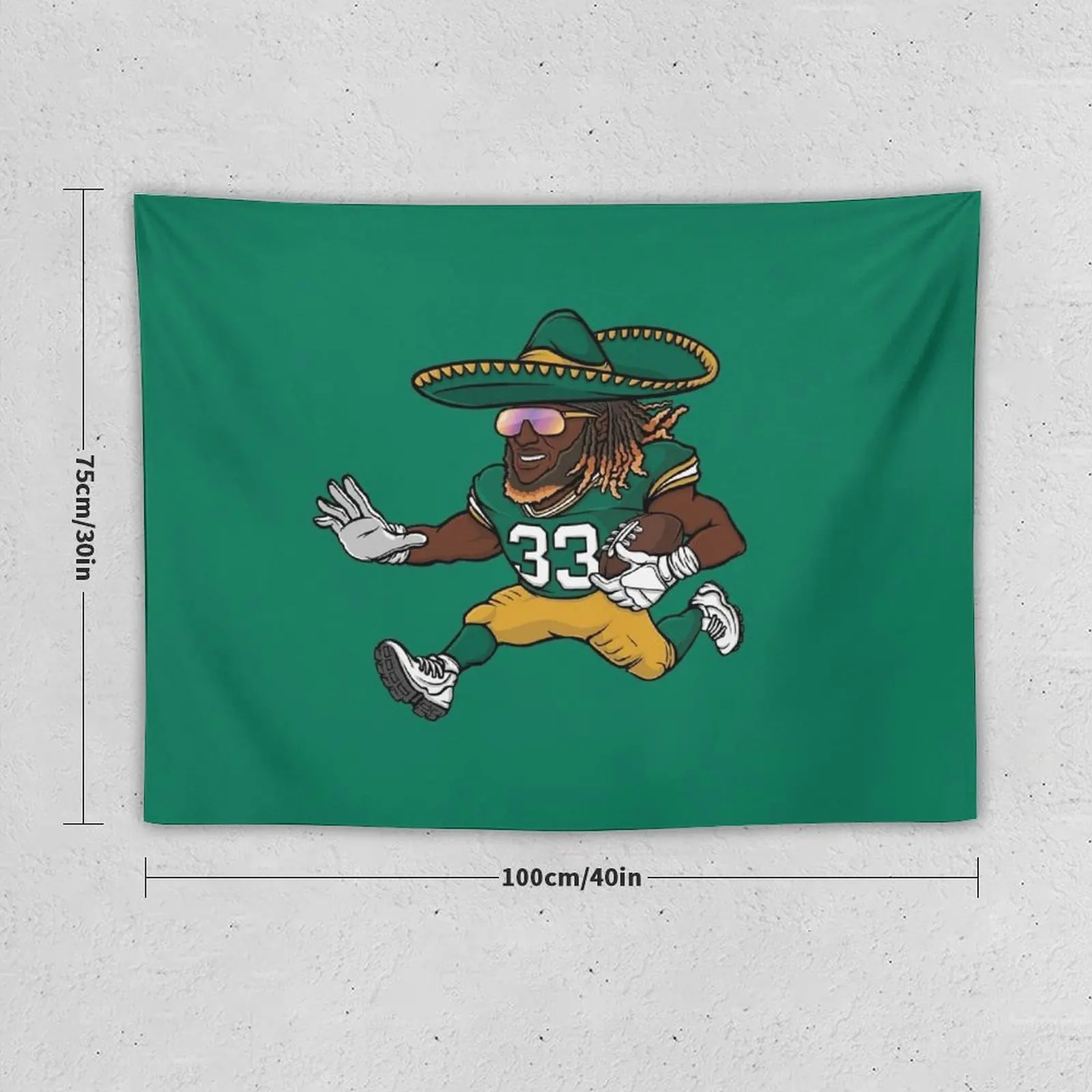 Aaron Jones Green Bay Packers Sombrero Tapestry Room Decorating Aesthetic Bedroom Decor Aesthetic Tapestry