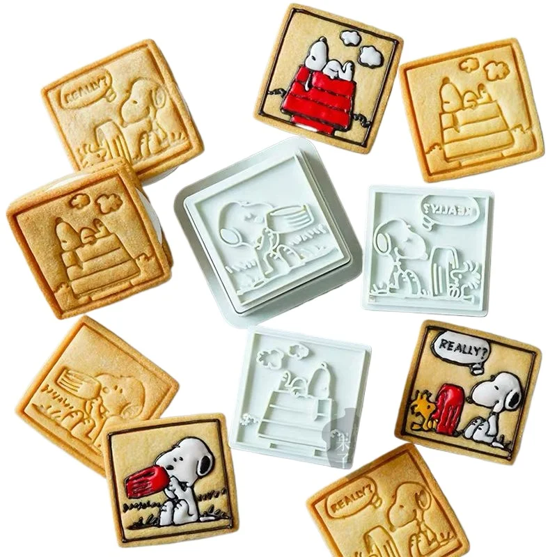 Molde para galletas bonito de dibujos animados de Snoopy, creativo Kawaii, cocina casera, pastelería, molde para hornear DIY, vajilla, periférico de animé, regalo al por mayor