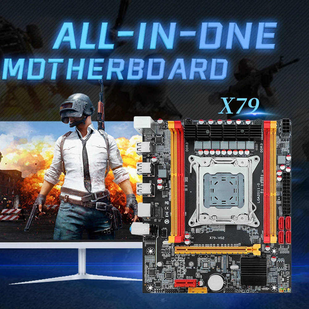 Placa base de ordenador X79 NVME M.2 SSD LGA 2011, tarjeta madre de escritorio compatible con memoria DDR3, compatible con Intel CPU E5 2600/ 2689/2690/2670