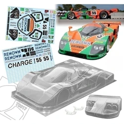 TeamC Bodies 190mm On Road Car Shell Mazda 787B Clear Lexan Pc Car Body W/Rear Wing and Renown Decal set for Rc Drift Model 258