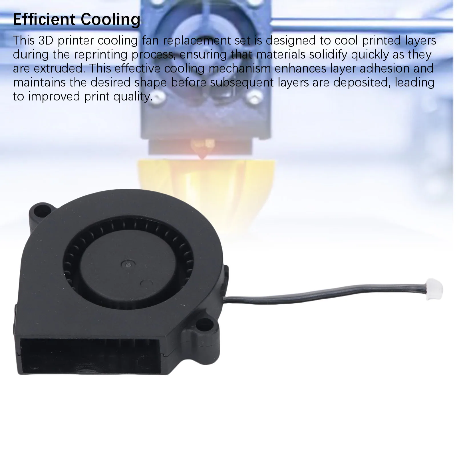 3D เครื่องพิมพ์พัดลมระบายความร้อนชุดขนาดกะทัดรัดที่มีประสิทธิภาพเสถียรภาพที่ดี Double Ball Bearing ABS 3D เครื่องพิมพ์รุ่นพัดลมระบายความร้อนสําหรับซ่อม