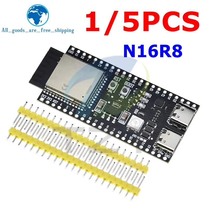 TZT 1/5pcs ESP32-S3-DevKitC-1 ESP32-S3 WiFi Bluetooth-compatible BLE 5.0 Mesh Development Board ESP32 Wireless Module N16R8