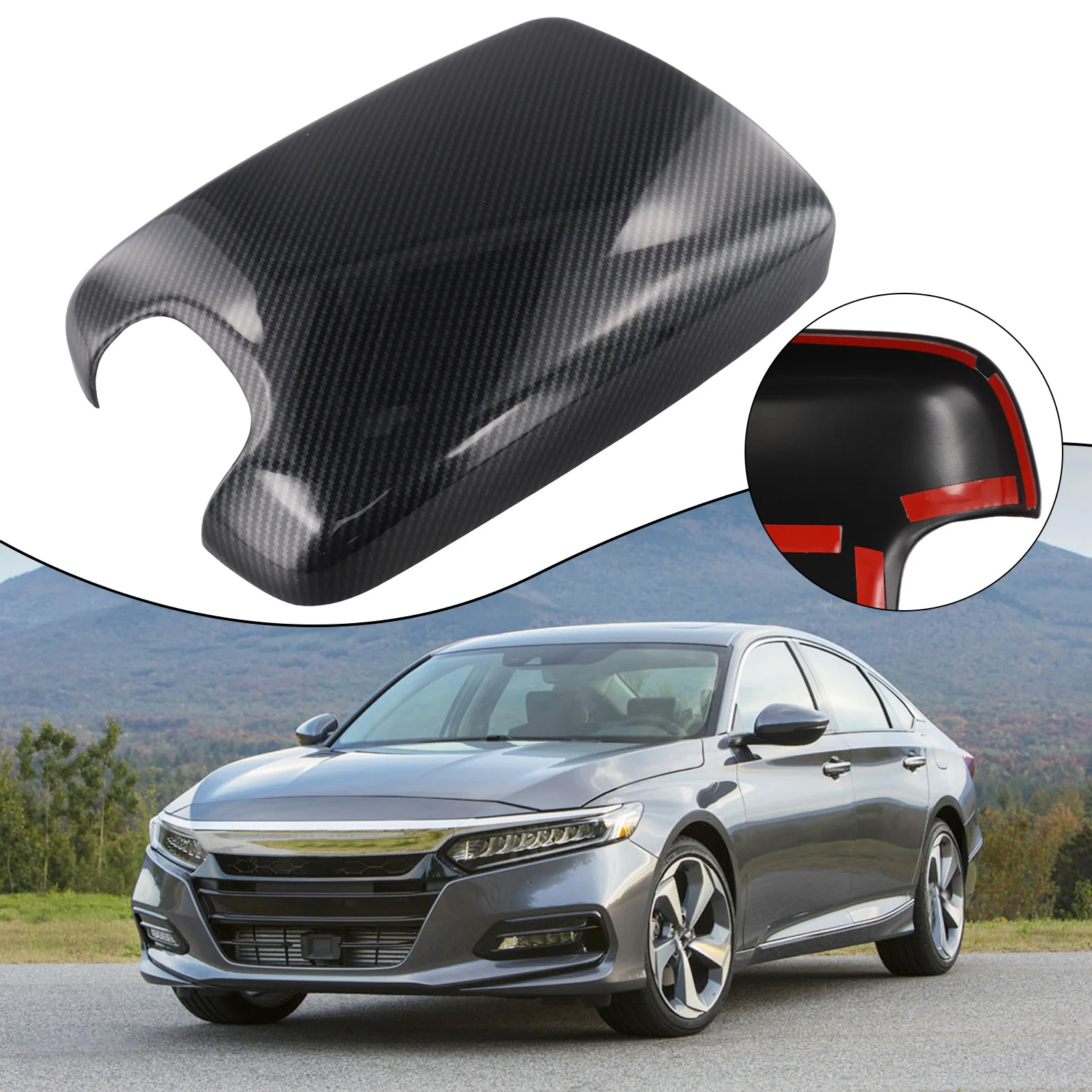 

Central Console Armrest Cover Trim in Carbon Fiber Style for Honda For Accord 2008 to 2013 Interior Replacement