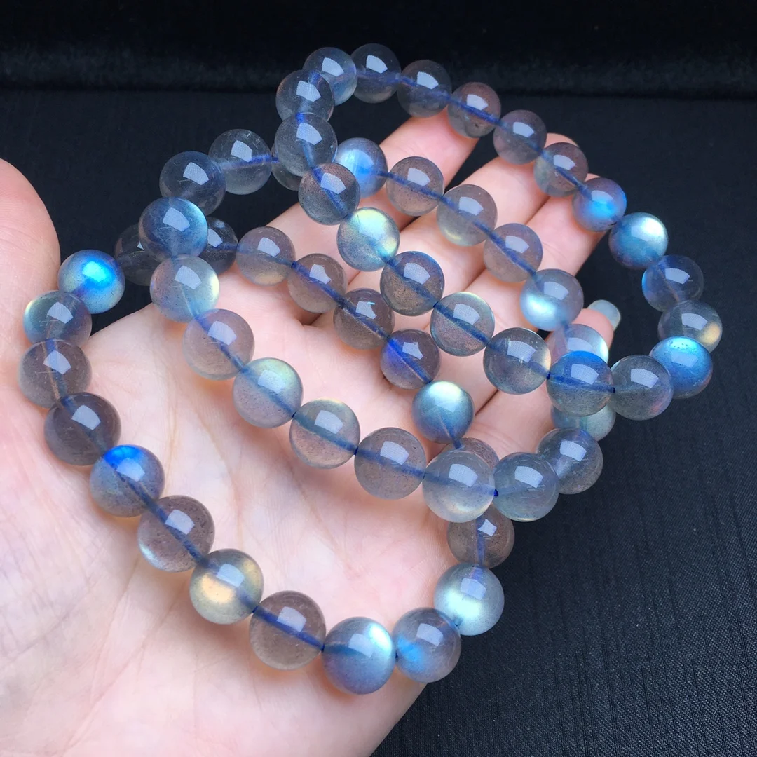 11MM Natural Gray Moon Stone Bracelet Design Stretch Polychrome Handmade Beads Healing Women Jewelry Gift 1pcs