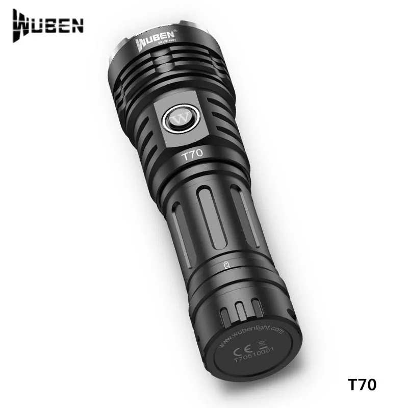 Wuben T70 High Power Rechargeable XHP70.2 LED Flashlight Type C USB Powerful Outdoor Camping Torch Lamp With 26650 Battery