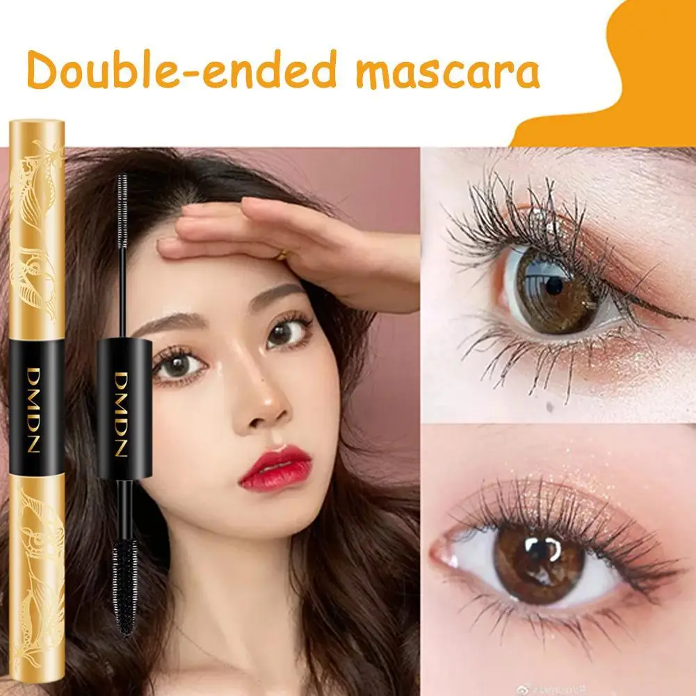 Occhio a doppia testa Nero riccio snello Spessore Testa sottile Occhio Nero Doppio estremità Tubo per ciglia mascara di lusso in alluminio