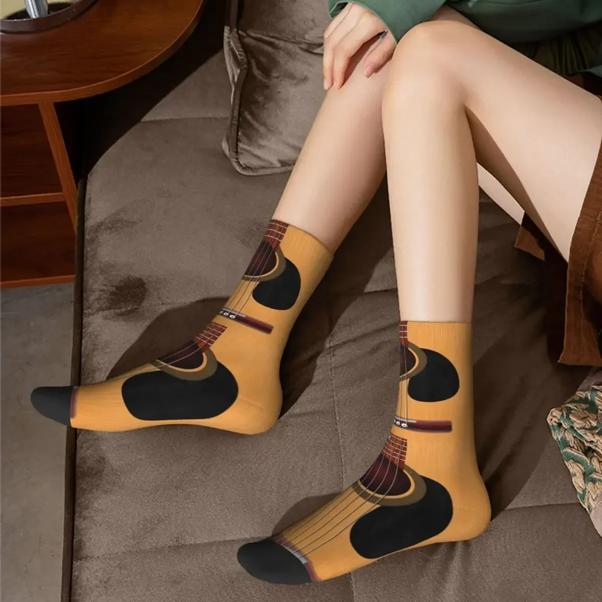 Acoustic Guitar Socks Harajuku Super Soft Stockings All Season Long Socks Accessories for Man's Woman's Birthday Present