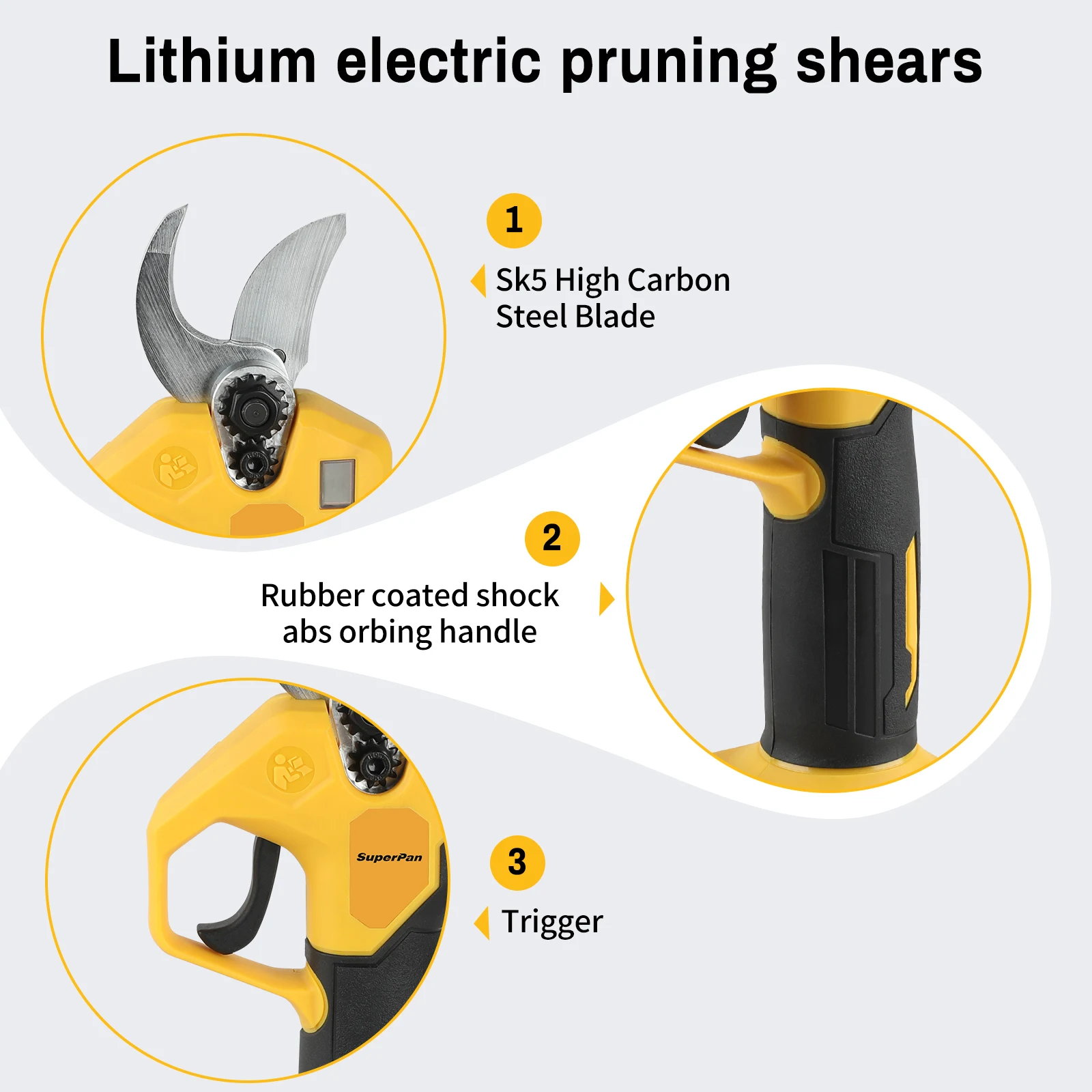 

superpan Brushless Electric Pruning Shears Garden PowerTool Pruner Cordless Scissors FruitTree， For Dewalt 20V Battery Pin