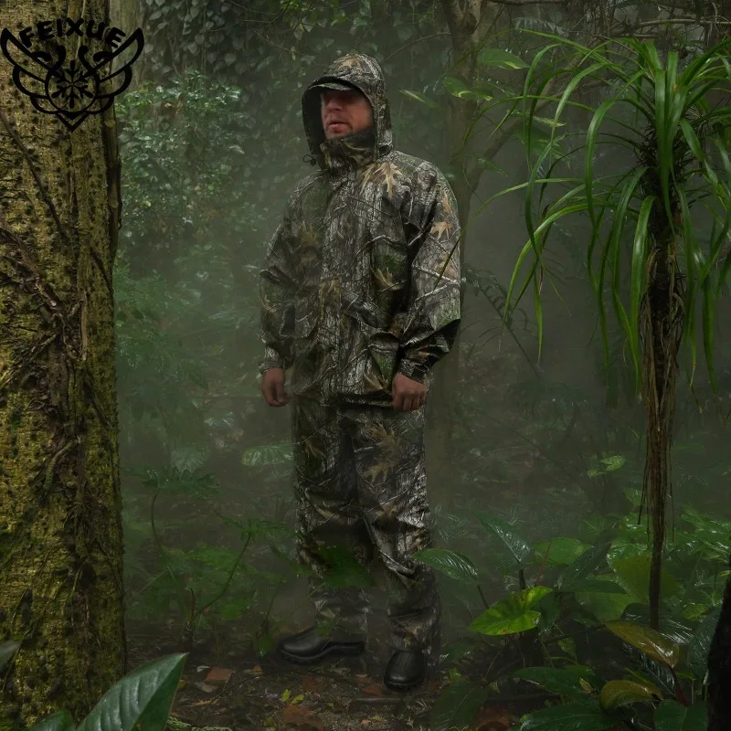 

Waterproof Camouflage Folding Raincoat Set Portable Travel Rain Suit Hunting Poncho for Fishing Motorcycle Storm Jacket