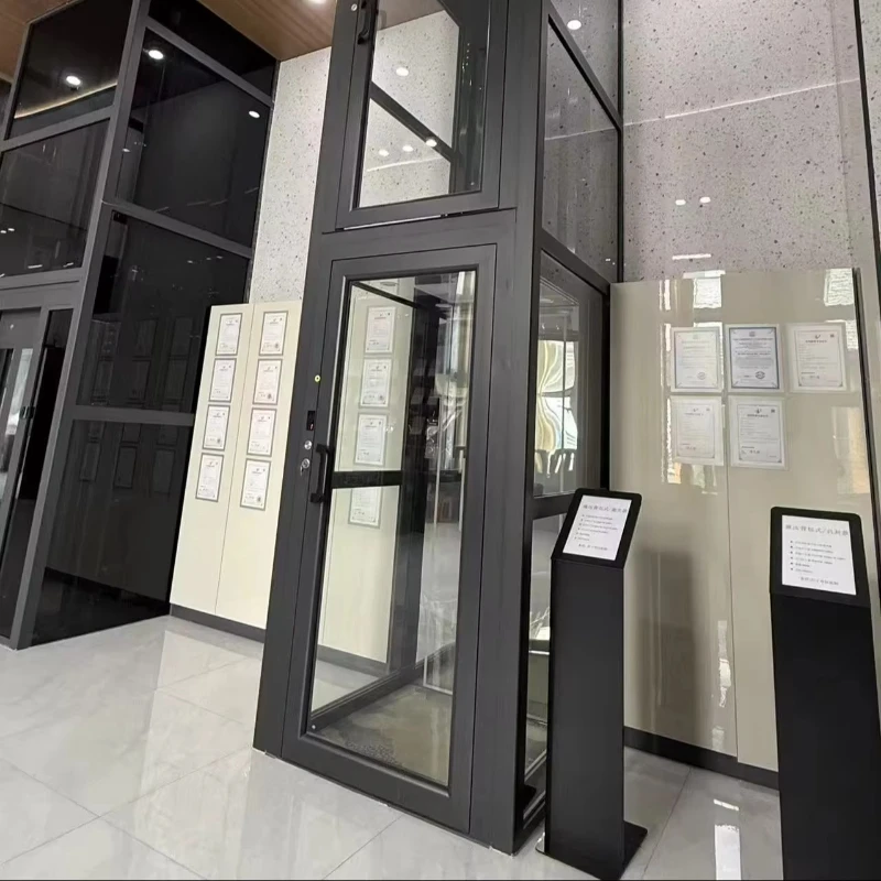 Modern 3-story small house elevator outdoor hydraulic glass cabin