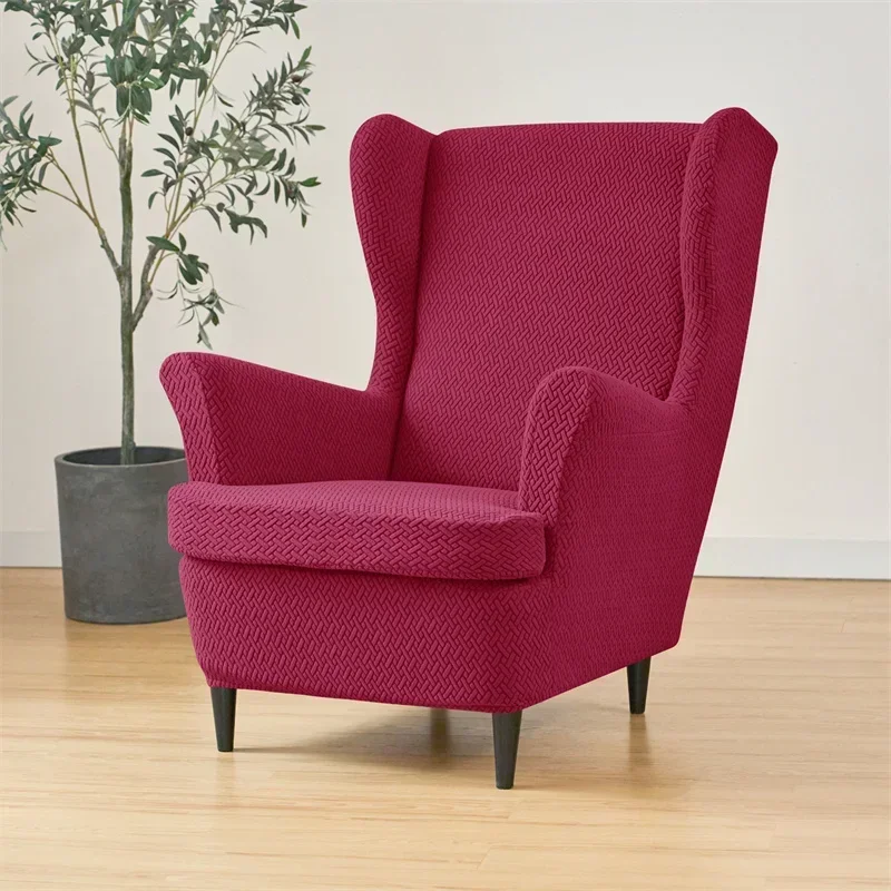 2 teile/satz Jacquard Flügel Stuhl Abdeckungen Einfarbig Stretch Wingback Sessel Schonbezüge Anti-schmutzige Möbel Protector Dekor – Detail 24