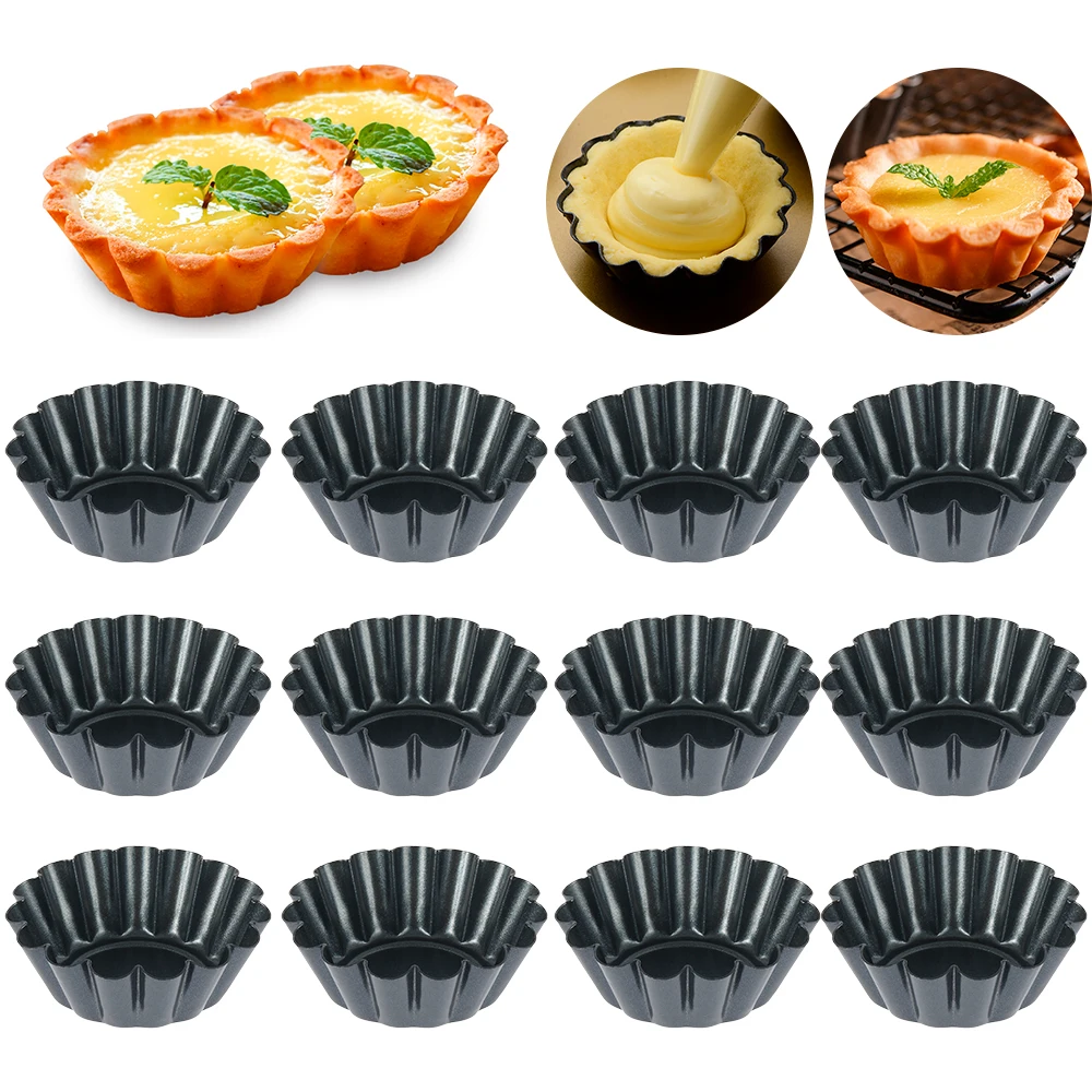 36/12pc Egg Tart Mould Cookie Muffin Baking Model Cupcake Tray for Home Kitchen Bake Pudding Cup Reusable DIY Cake Dessert Molds