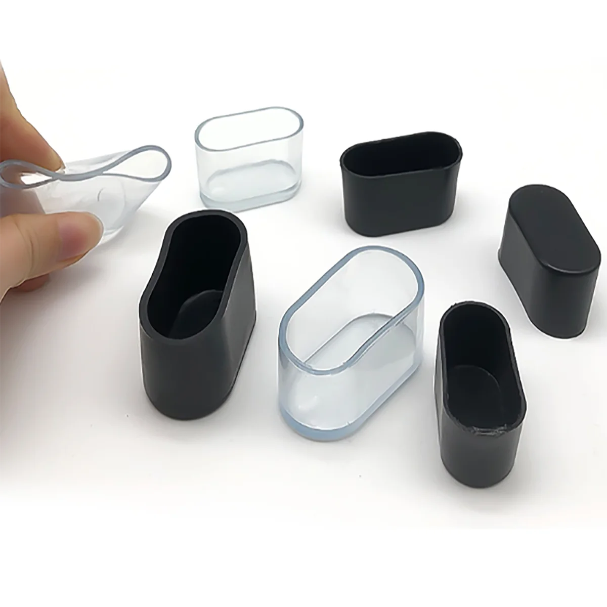 Clear Black PVC Soft Rubber Pipe Sleeve Oval Caps Protection Dust Seals End Covers 15x30mm 16x34mm 20x30mm - 30x60mm