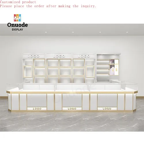 

Custom.Modern Tempered Glass Jewelry Showcase Display Cabinet for Showrooms for Shopping Malls and Jewelry Kiosks Design