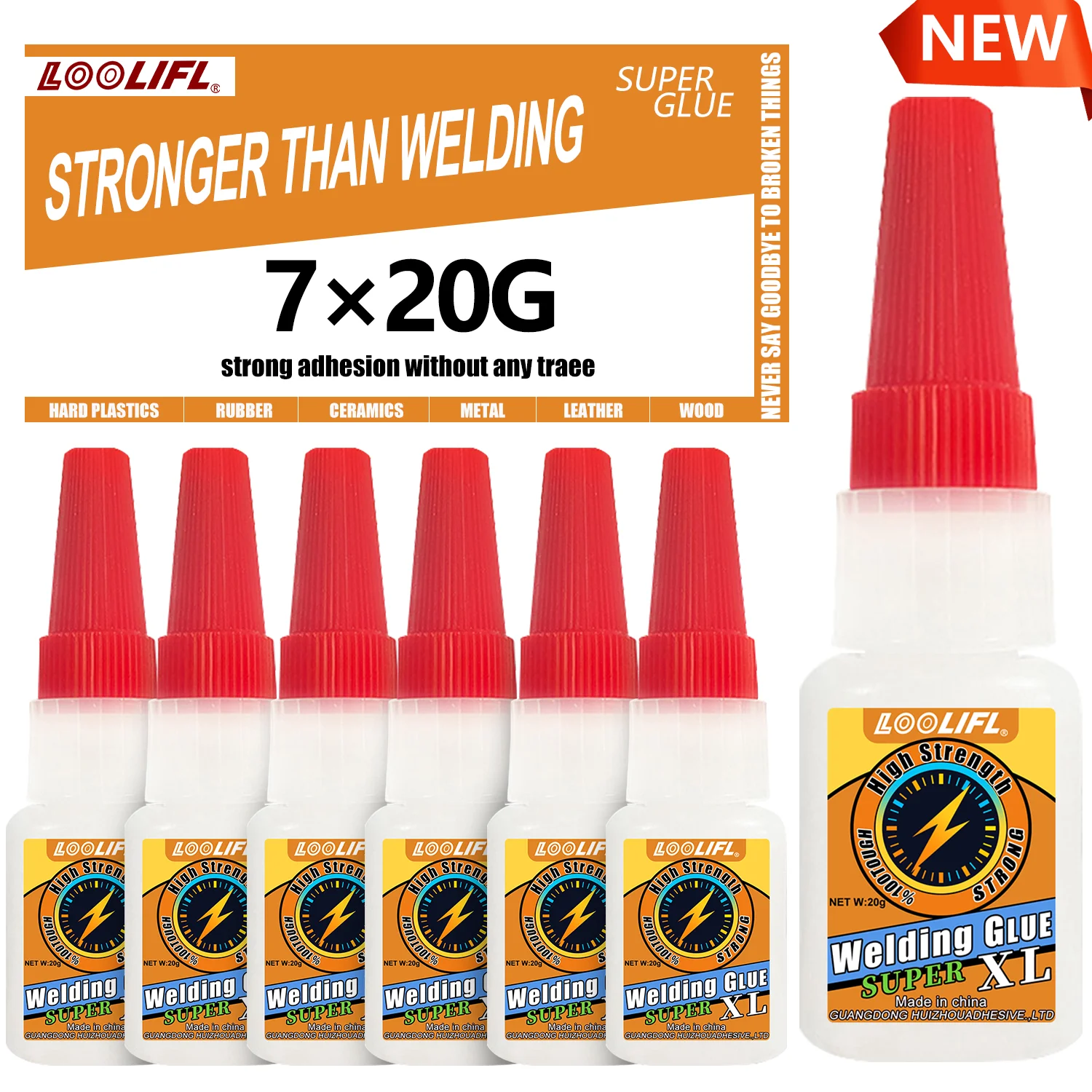 7PCS Super glue Strong Adhesive 20g Cyanoacrylate Adhesive for Hard Plastics,Crafts,Ceramics,Leather,Metal,Strong Bonding DIY