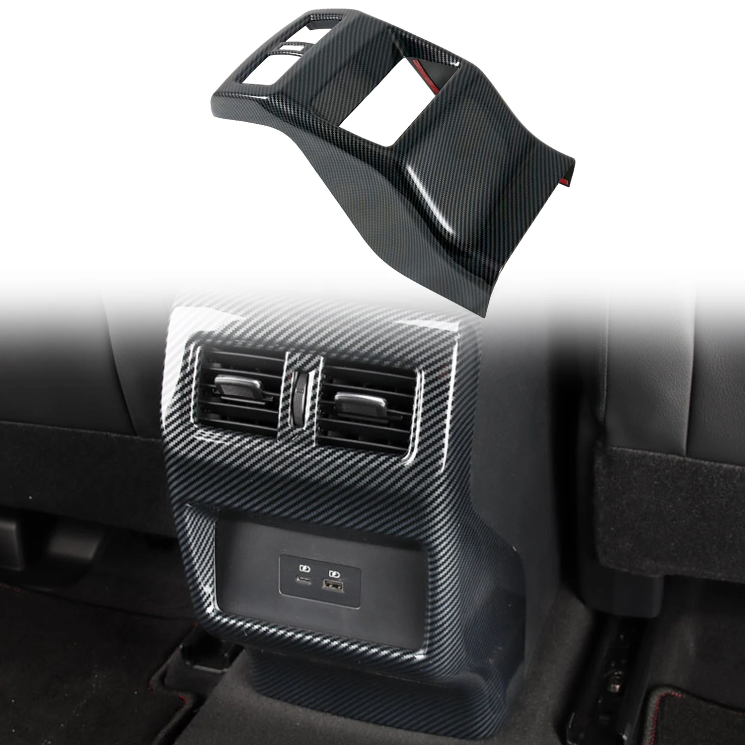 

for Nissan Qashqai J12 2021-2025 Carbon Black Interior Rear Armrest Air Outlet Vent Cover Trim ABS Car Accessories 1pc