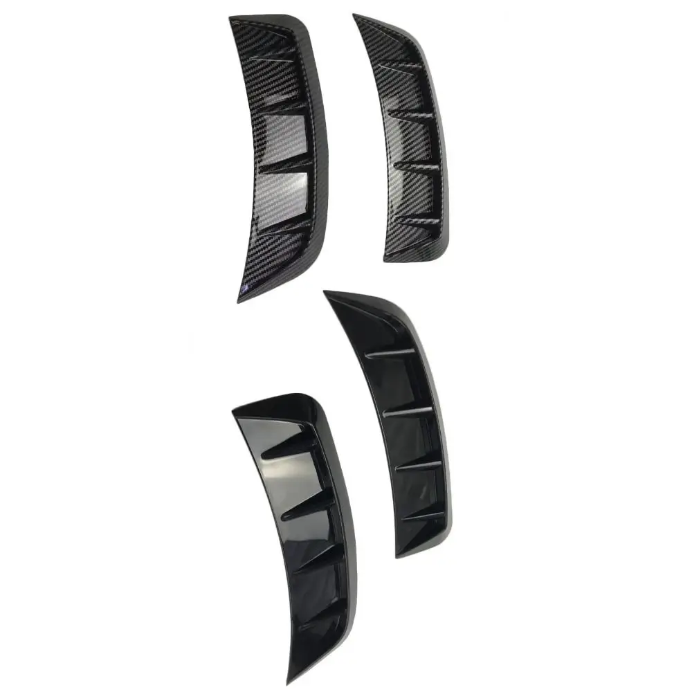 2pcs New Black Auto Sticker Cover Universal Carbon Fiber Air Vent Car Styling Front Bumper Side Wing Air Intake Flow Vent Hood