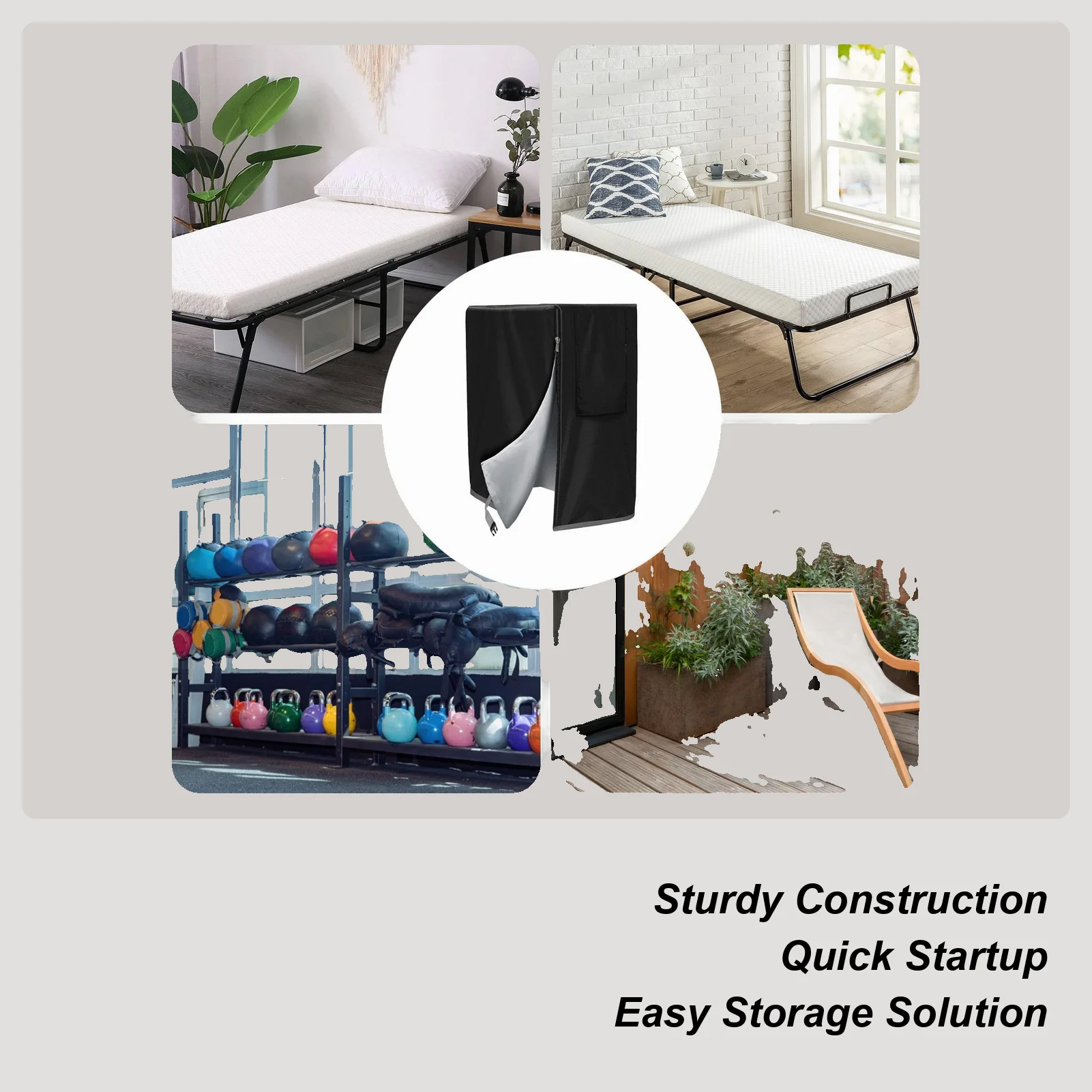 

Водонепроницаемый чехол для хранения складной кровати с застежкой-молнией — пылезащитный складной протектор, устойчивый к атмосферным воздействиям, складной и прочный для улицы