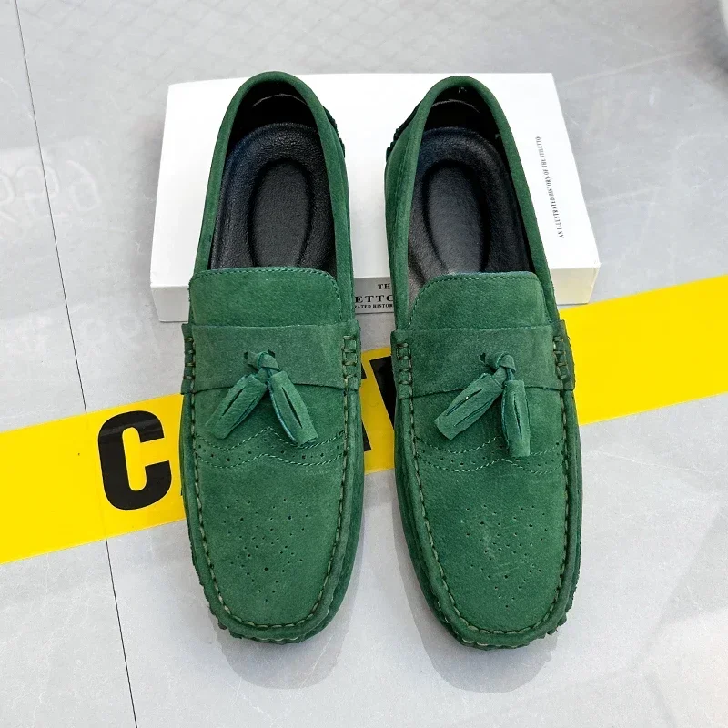 2024 New Fashionable Tassel Loafers for Men Green Youth Trendy Moccasin England Gentleman Wedding Shoes Big Size 47 48