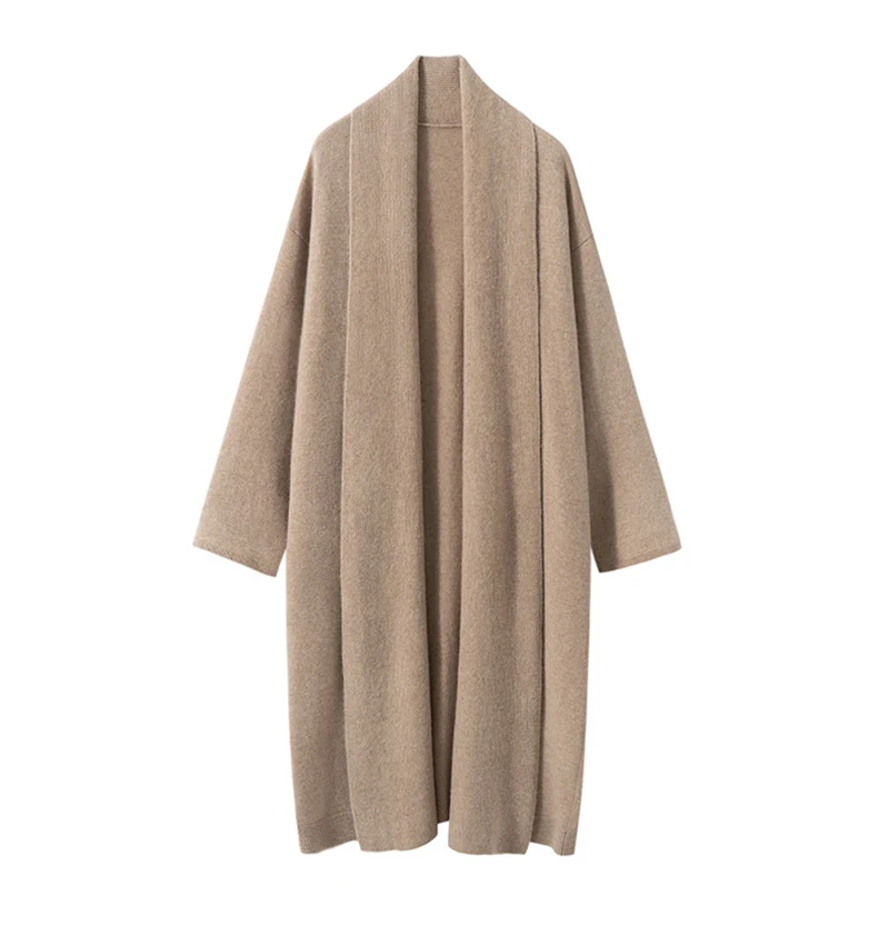 

Осень-зима женский новый кашемировый вязаный кардиган модный однотонный женский длинный свободный повседневный шерстяной вязаный свитер с большими лацканами пальто