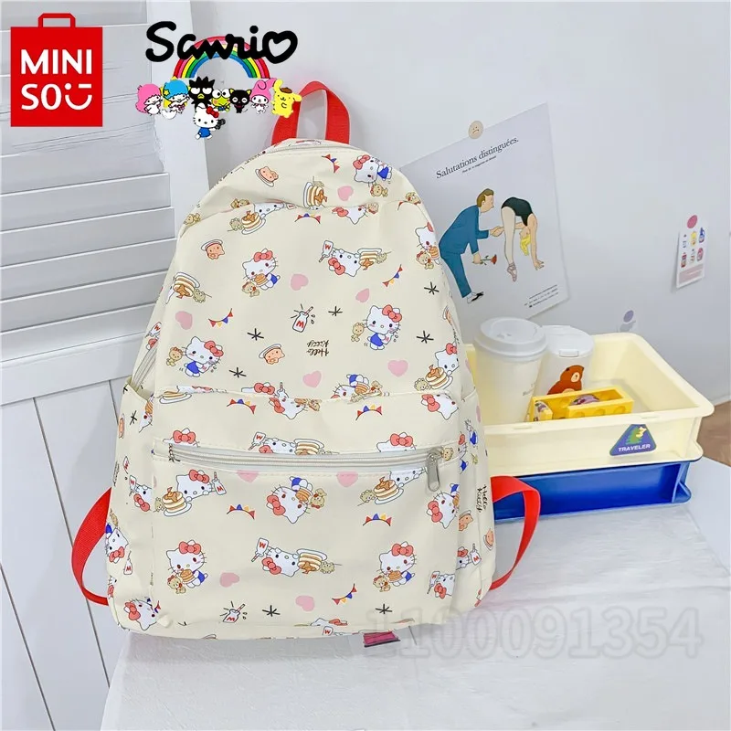 

Miniso Sanrio Hello Kitty New Girl Backpack Cartoon Cute Girl Backpack Fashion Trend Girl School Bag Large Capacity Luxury Brand