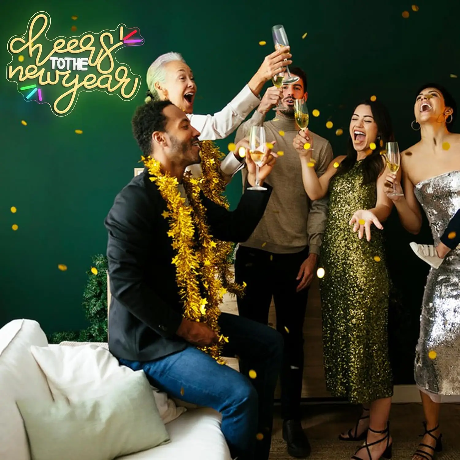 يهتف السنة الجديدة النيون USB عكس الضوء سنة جديدة سعيدة LED ضوء النيون لشريط نادي الحفلات مكتب مطعم ديكور المنزل هدية