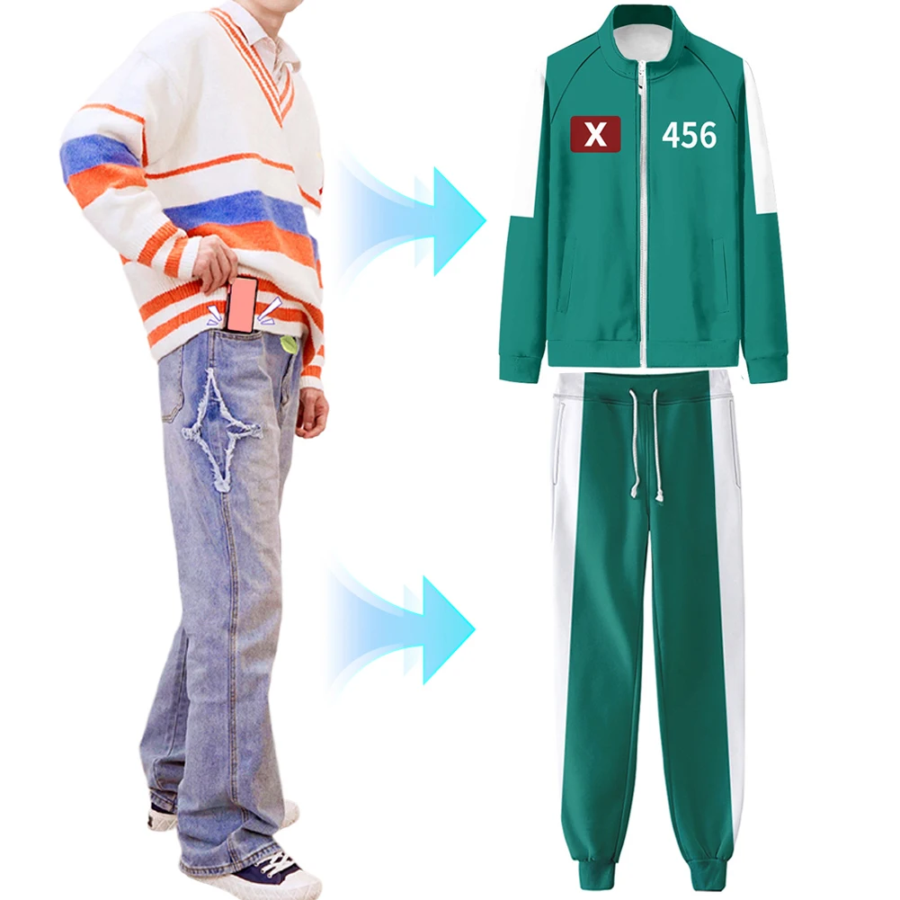 Horror Calamari Games NO. 001 230 333 456 Green Jumpsuit Cosplay Classic Costume Korean TV Women Men's Digital Team Outfits