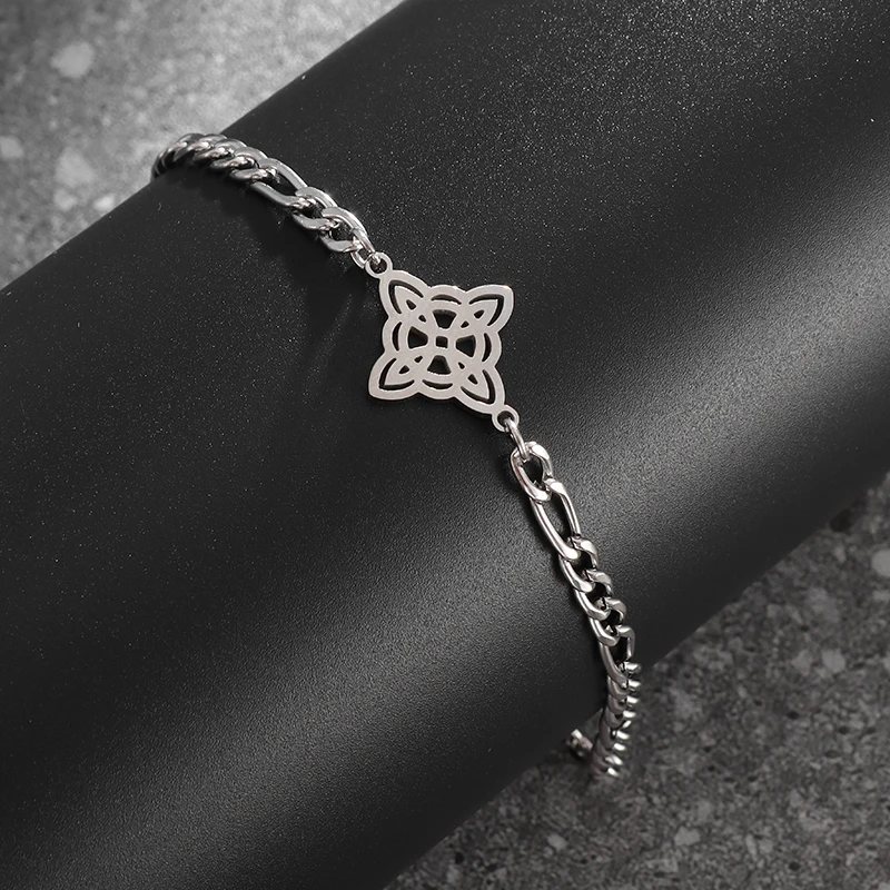 Stainless Steel Witchcraft Witch Knot Bracelet Women Lucky Knot Adjustable Bracelet Girls Lucky Amulet Jewelry