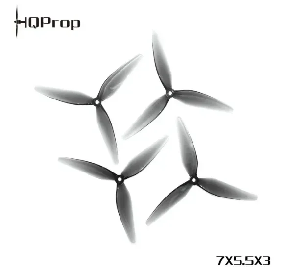 HQProp 7X5.5X3 3-Blade 7 Inch Propeller, Polycarbonate 5mm Shaft Grey for FPV Racing Drone RC Multicopter