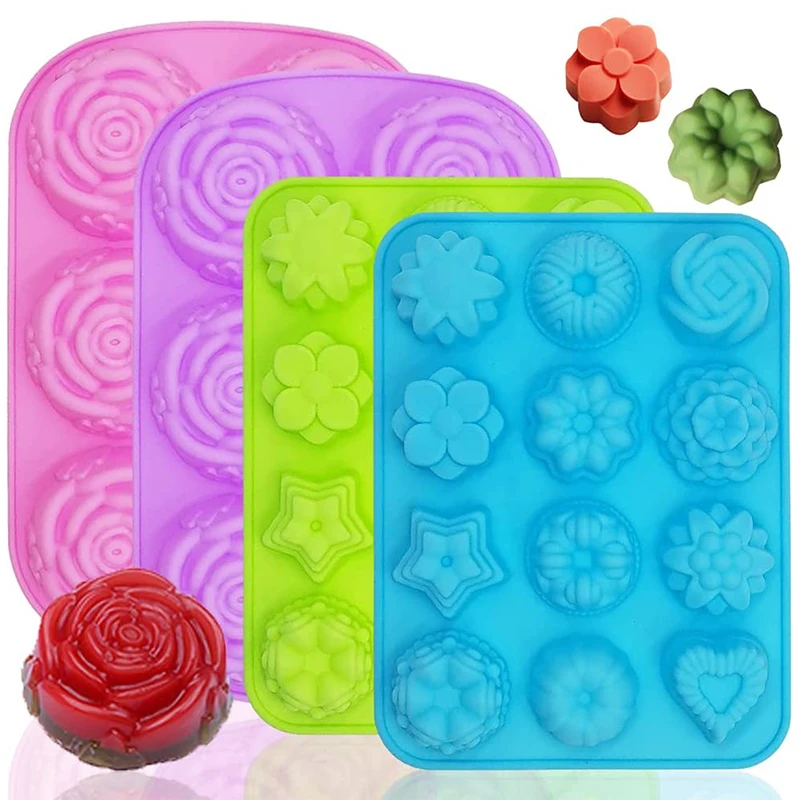 Cake Mousse Mold Rose Flower Chrysanthemum Silicone Baking Pan Ice Cube Tray Chocolate Candy Jelly Ice Cube Muffin Handmade Soap