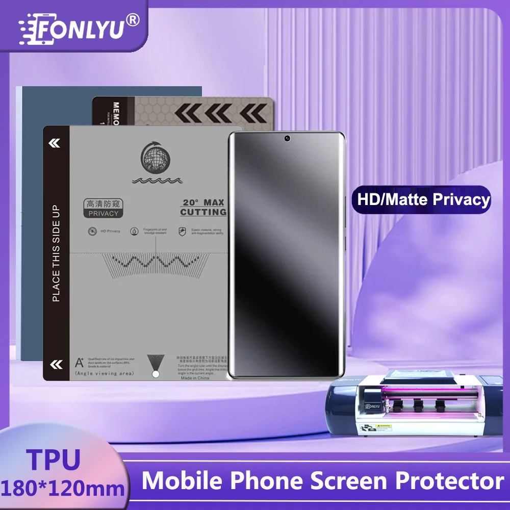 Fonlyu HD mate TPU película de hidrogel de privacidad para Protector de pantalla de teléfono móvil curvo máquina cortadora de hojas hidráulicas Plotter cortador