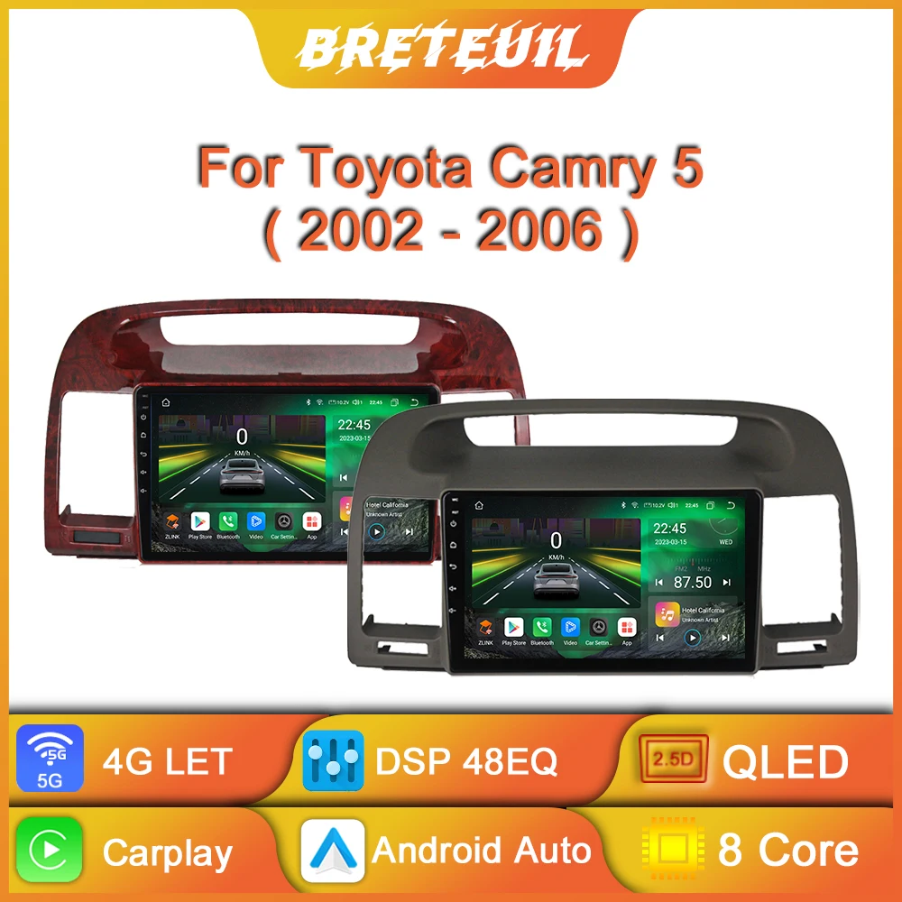 Para Toyota Camry 5 XV 30 2001 2002 2003 2004 2005 2006 Rádio automóvel Android Multimédia Leitor de vídeo Navegação GPS Carplay Ecrã táctil Sistemas inteligentes