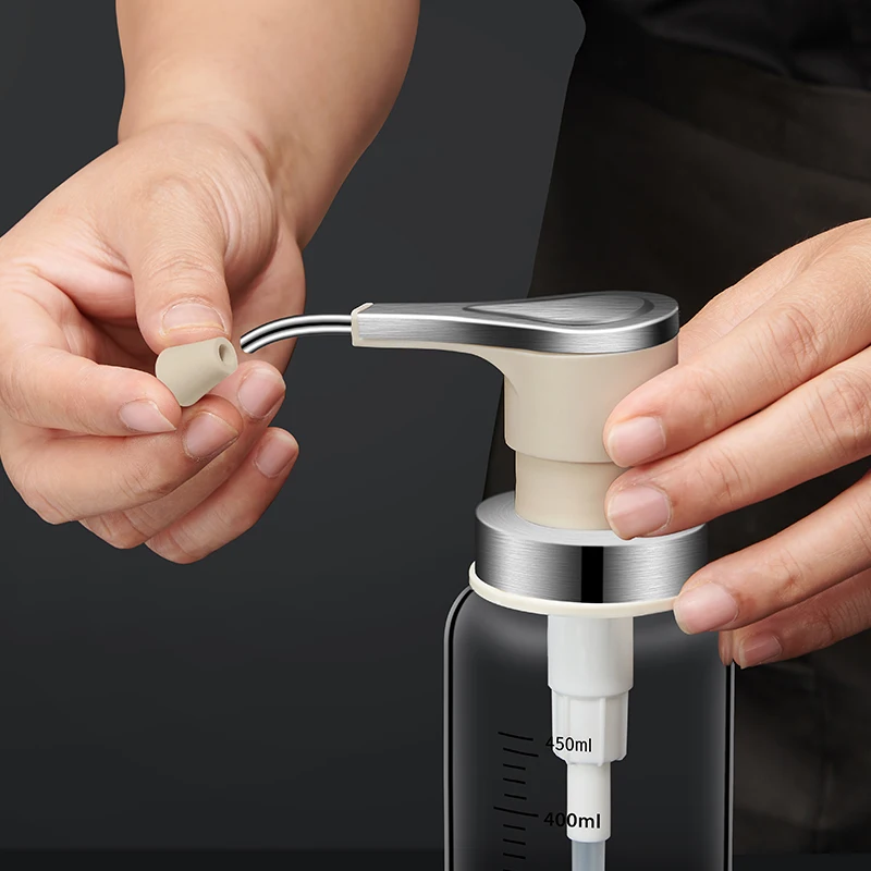 زجاجة عسل من نوع الضغط، زجاج بوروسيليليك مرتفع، لا يمكن أن تحكم ما يصل إلى حاوية أدوات المطبخ لموزع شراب سعة 16 أونصة #6