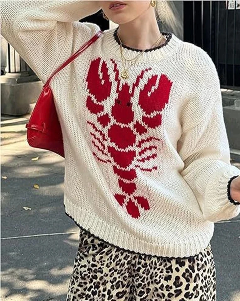 

2025 winter sweater women's casual commuting cardigan long sleeved printed needle head cover