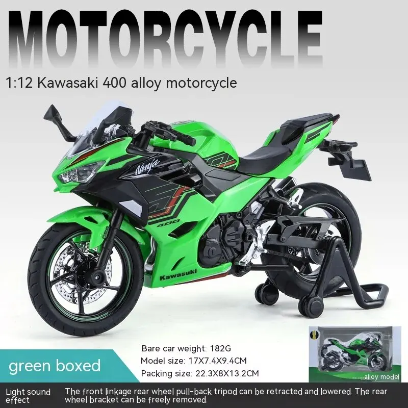 Acheter Jouet modèle de moto Kawasaki en alliage moulé sous pression, échelle 1/12, fonction de traction avec son et lumière, pour enfants et adultes, Collection de cadeaux