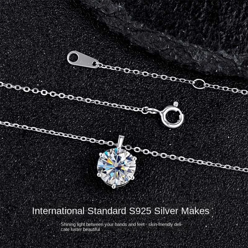 S925 فضة ستة مخلب 2-قيراط VVS1 D اللون مويسانيتي قلادة المرأة قلادة مجوهرات موضة هدية عيد الحب #5