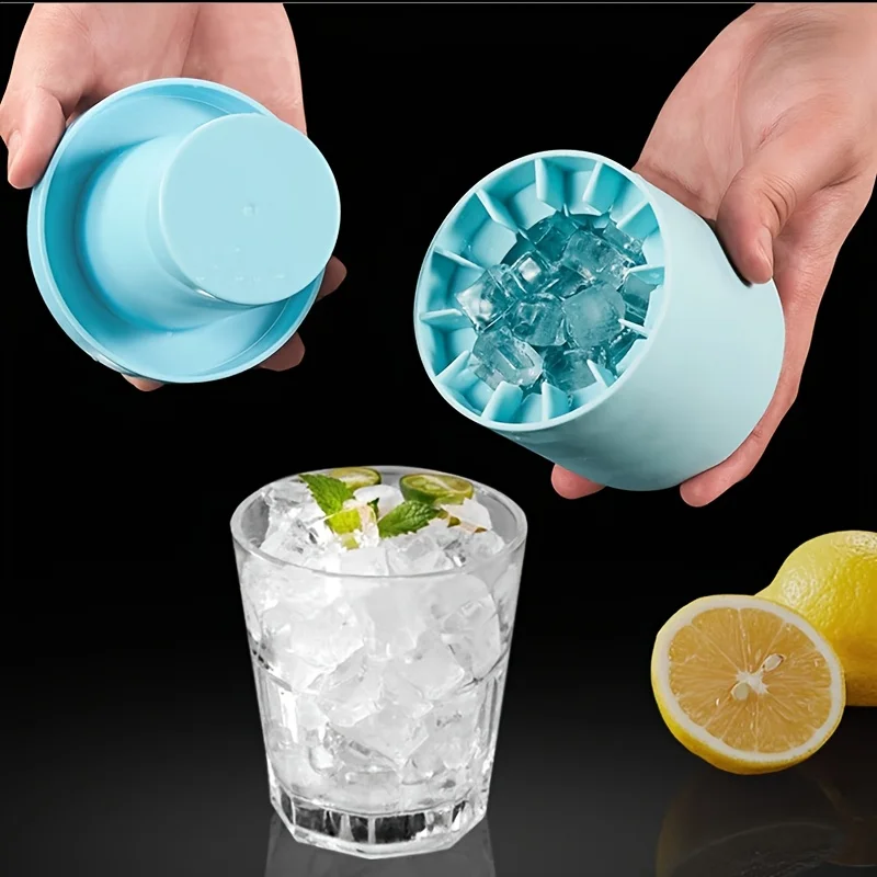 Cubo de bandeja de hielo, molde multifuncional de silicona para cubitos de hielo, caja portátil para hacer hielo