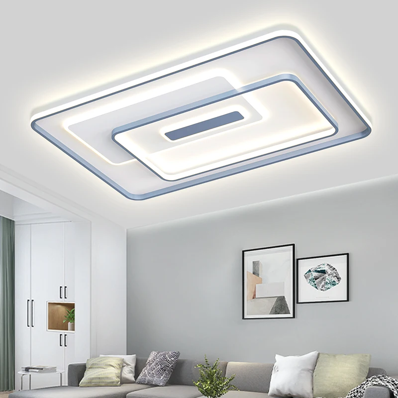 Simple Led Ceiling Lights For Living Room Hotel Meeting Room Lusture Home Decoration White Blue Interior Lighting 110v 220v