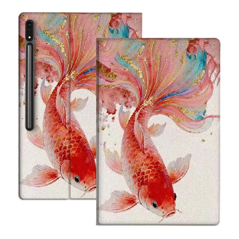 

Чехол для планшета Red Koi Sparkling Tail для Samsung Galaxy Tab S10 S9 S8 S7 FE Lite, мягкий, гибкий, с поддержкой, подарок