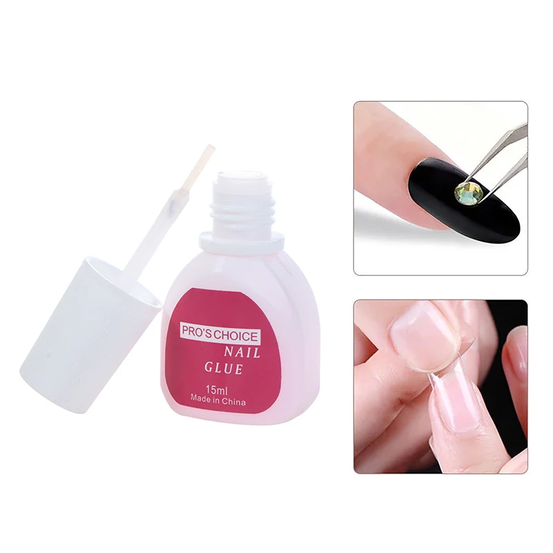 15ml 3S Fast Drying Nail Glue For Nail Tips Super Strong Nail Art Accessories Manicure Tool Rhinestone Gel Glue With Brush