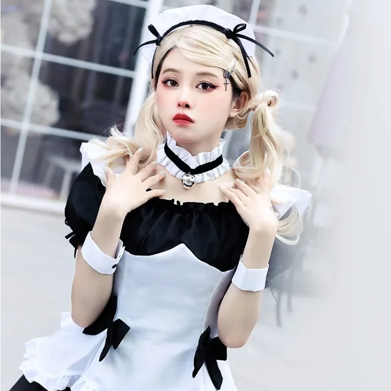 Travel the world cosplay black and white chocolate maid outfit Lolita princess cute set