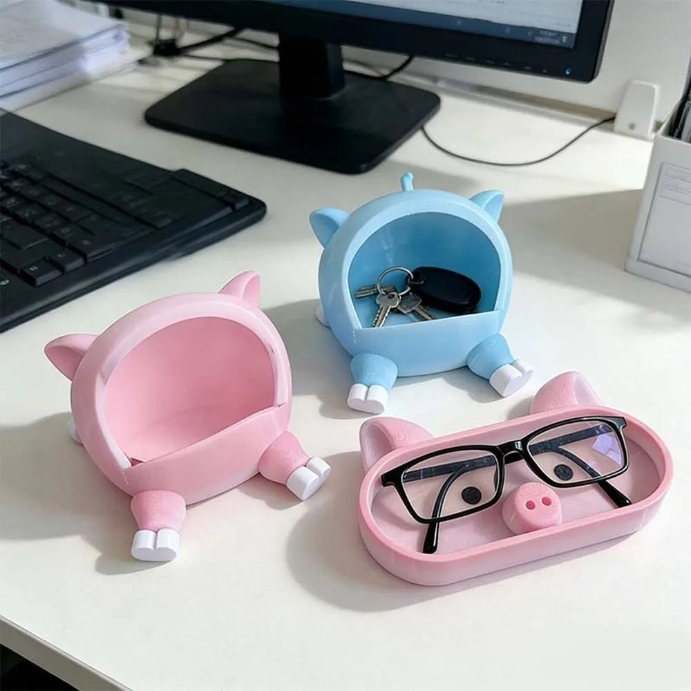 Portable Pink Piggy Glasses Case Large Capacity PLA Phone and Eyeglass Holder Multi-functional Washable Small Items Organizers