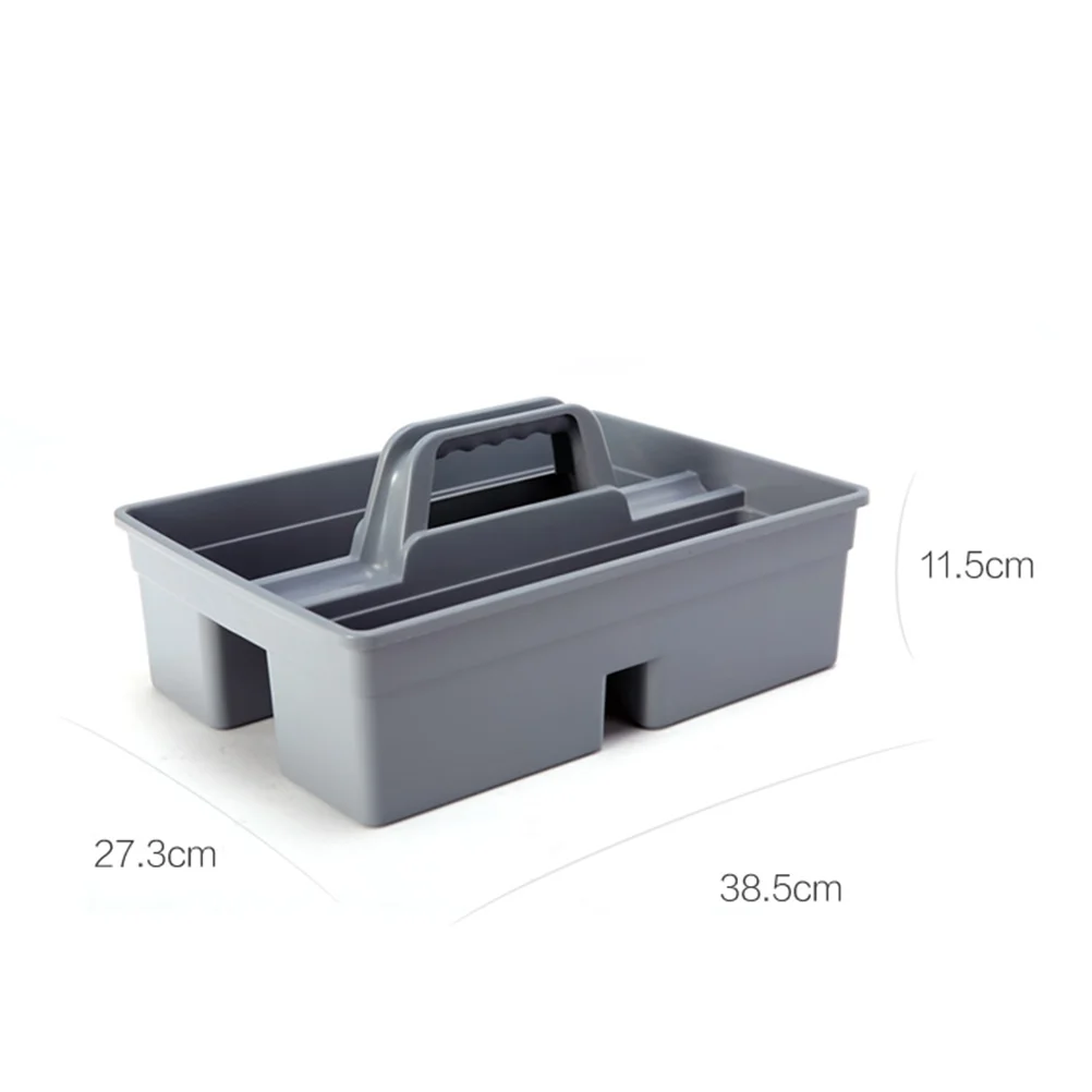 Large Capacity Storage Tray Portable Dual Sides Tool Basket Car Item Cleaning Tool Plastic Storage Box with Handle (Grey)