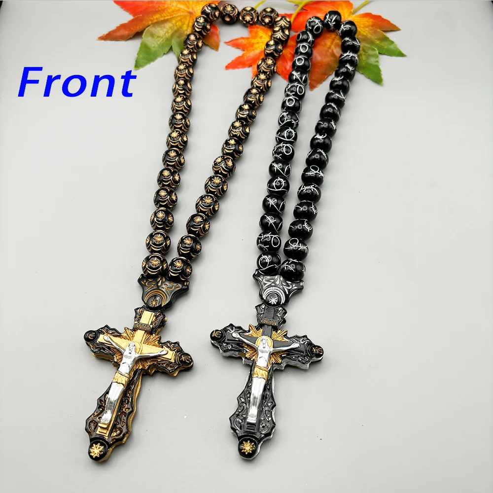 KC1020 Exquisite Resin Acrylic Golden Black Mysterious Cross Pendant Jesus  Orthodox ChurchGorgeous Three Dimension Ornament