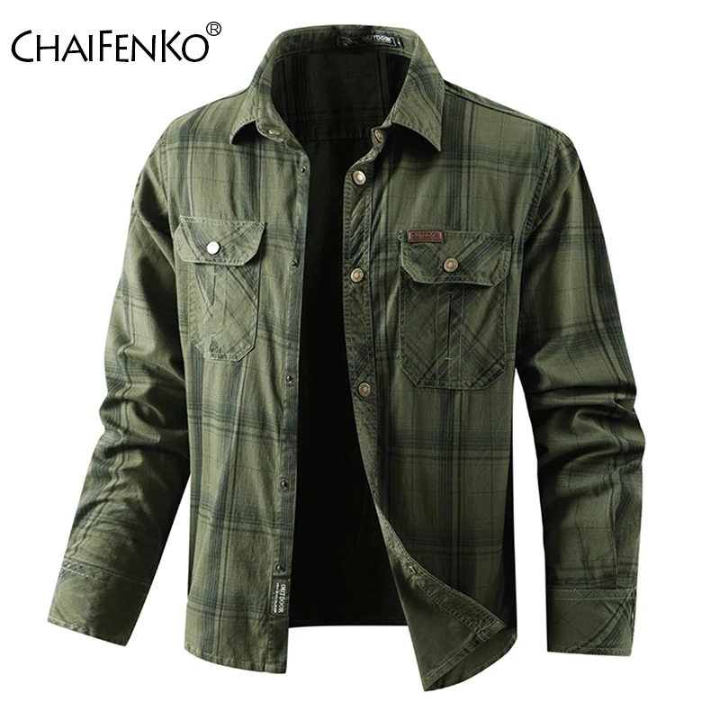 

New Men Street Retro Plaid Shirt Spring Autumn Fashion Light Thin Leisure Tops Outdoor Loose Comfortable Lapel Long Sleeve Men