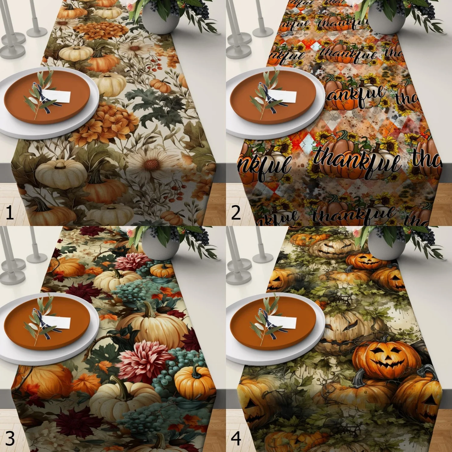 Christmas Table Runner - Sonbahar Teşekkür Günü Masa Örtüsü, Sonbahar
