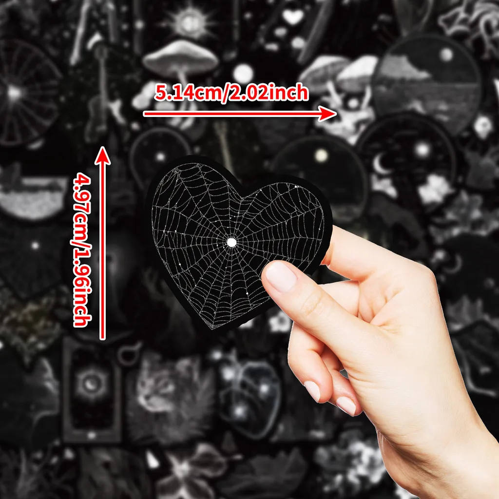 50 قطعة من ملصقات الكتابة على الجدران من سلسلة جماليات الخيال الأسود الرائع لشارات مقلمة اليد للدراجة