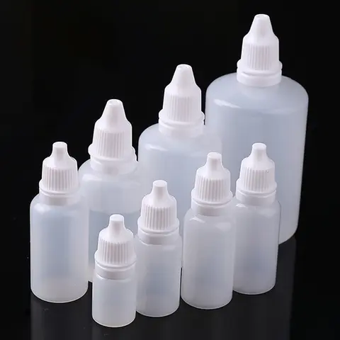 100pcs Dropper Bottles Squeezable Eye Drop Bottle Empty Plastic Liquid Eyedrops Vial 3ml 5ml 10ml 15ml 20ml 30ml 50ml 100ml